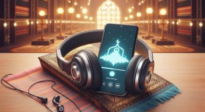 Muslim using Halal AI tool to remove background music from MP3